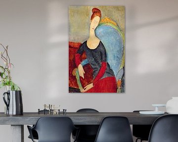 Amedeo Modigliani,Mademoiselle Hebuterne in een blauwe stoel