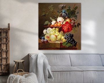 Anthony Obermann,Stilleven met fruit en bloemen Foto