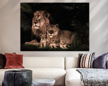 leeuwen familie met 3 welpen van Bert Hooijer
