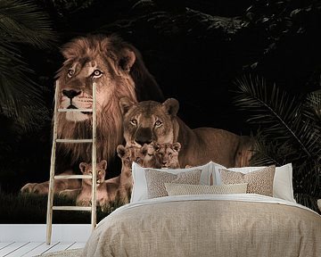 lion family with 4 cubs by Bert Hooijer