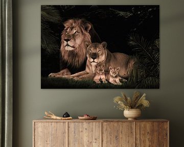 leeuwen gezin met 2 welpen van Bert Hooijer