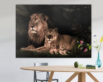 leeuwen gezin met 2 welpen van Bert Hooijer