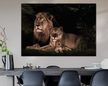 leeuwen familie met 1 welp van Bert Hooijer