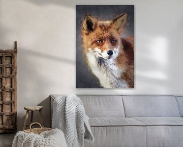 Le renard roux (peinture à l'huile) sur Bert Hooijer