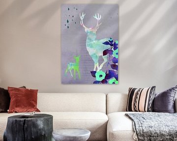 Deer Collage sur Green Nest