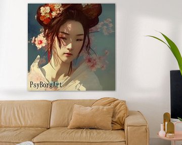 Geisha Lady Digital Artwork van PsyBorgArt