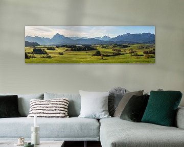 Large mountain panorama with Allgäu Alps, Ammergau Alps and Hopfensee lake by Daniel Pahmeier