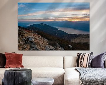 Sonnenuntergang vom Lago Maggiore auf die Dufourspitze von Leo Schindzielorz