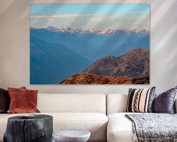 View of the Swiss Alps at sunset by Leo Schindzielorz