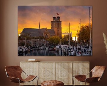 Grote Kerk in Dordrecht at sunset by Lizanne van Spanje