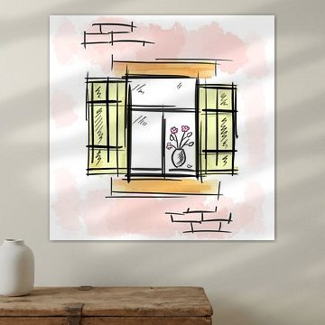 Ancienne fenêtre avec des fleurs