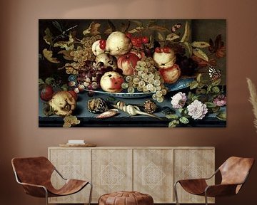 Balthasar van der Ast,Stilleven van fruit, bloemen, schelpen en 