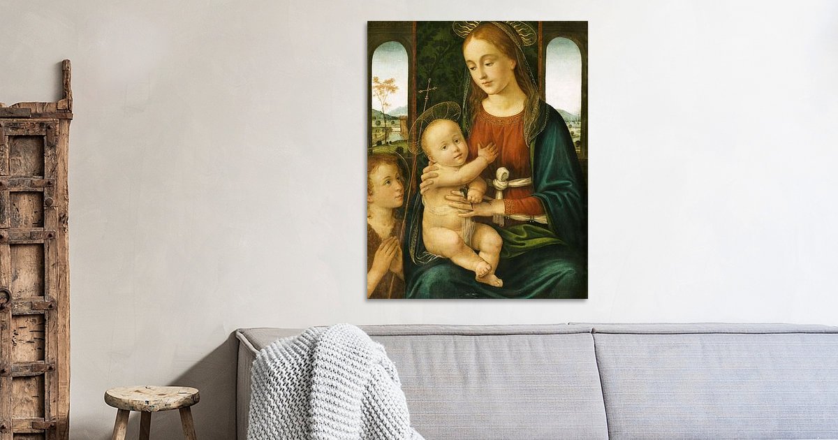 Biagio d’Antonio,Maagd en Kind met Sint Johannes de Doper op canvas ...