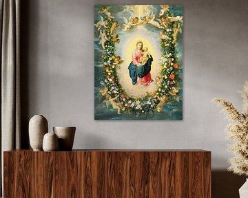 Brueghel and Balen,De Madonna en het kind in een bloemenkrans