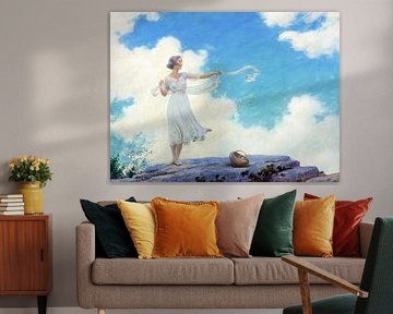 Charles Courtney Curran,Fille au foulard flottant