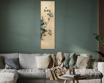 Chen Mei,Pioen en ijsvogel, Chinese vogels en bloemen schilderij