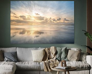 Fine Art landschap dreamy sunset at the beach of Domburg van John van de Gazelle fotografie