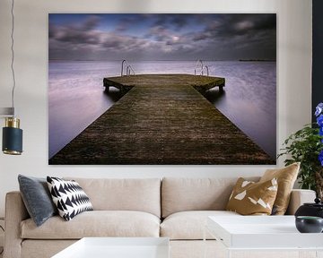 Lake Tjeukemeer jetty with threatening cloud cover