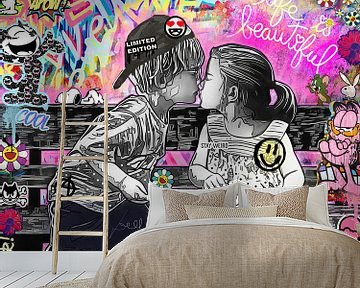 Kissing Kids POP ART art by heroesberlin wall art street art graffiti van Julie_Moon_POP_ART