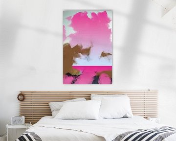 Abstract werk in grijs, roze en bruintinten. van Carla Van Iersel