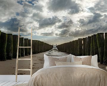 Paalhoofden op het Strand bij Vlissingen Zeeland