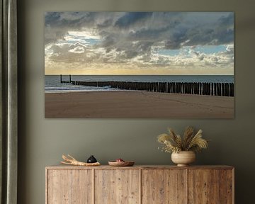 Paalhoofden op het Strand bij Vlissingen Zeeland van Menno Schaefer