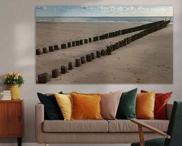 Paalhoofden op het Strand bij Vlissingen Zeeland van Menno Schaefer