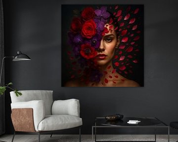 Portrait Where The Flowers Dream of Her van Moonheart Artworks