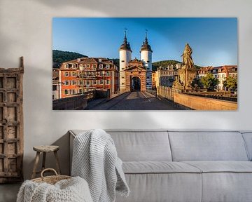 Vieux pont avec la porte du pont à Heidelberg sur Werner Dieterich