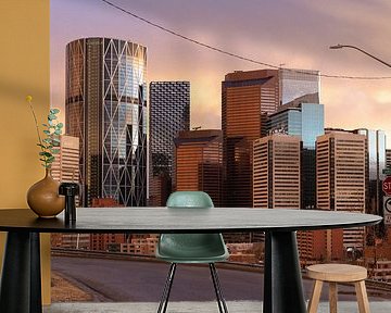 Skyline von Calgary bei Schneegestöber (Alberta, Kanada)