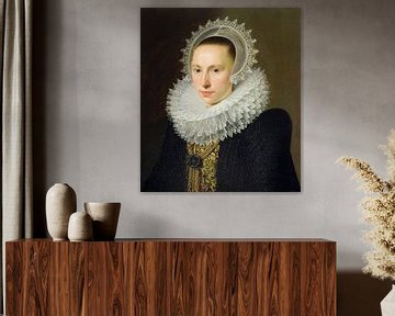 Cornelis van der Voort,Portret van een dame olie op paneel foto
