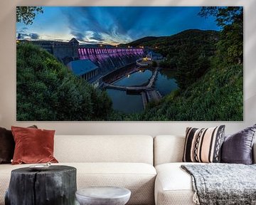 Eder dam with lighting - panorama