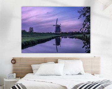 Kinderdijk Windmühle kurz nach Sonnenuntergang von Rick van de Kraats