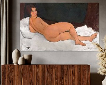 Amedeo Modigliani's Nu couché (sur le côté gauche) (1917) beroemde schilderij. van Dina Dankers