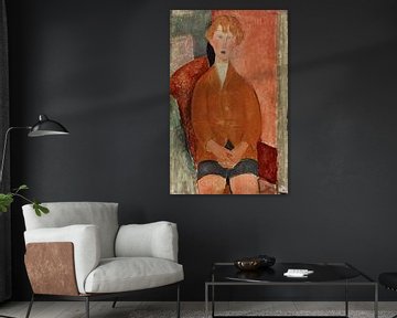 Le célèbre tableau Garçon en culotte courte (1918) d'Amedeo Modigliani. sur Dina Dankers