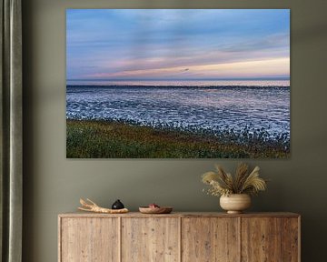 The Wadden Sea at low tide just before sunset. by Jaap van den Berg