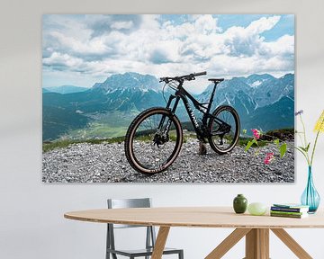 Mountain bike in front of Ehrwald and the Zugspitze by Leo Schindzielorz