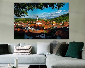 Nesselwang mit Blick auf das Ostallgäu und die Alpen von Leo Schindzielorz