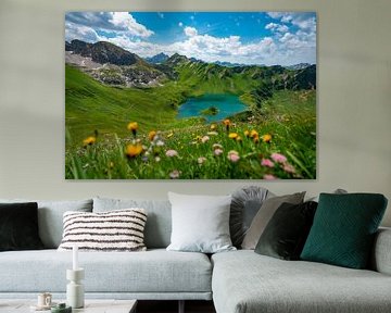 Flowery view of the Schrecksee lake and the Hochvogel mountain by Leo Schindzielorz