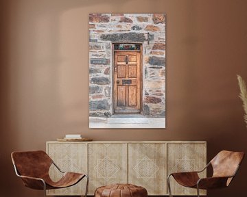 The wooden door with the red dragon in Wales, UK by Christa Stroo photography