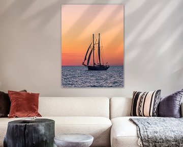 Sailing ship in the sunset at the Hanse Sail in Rostock by Rico Ködder