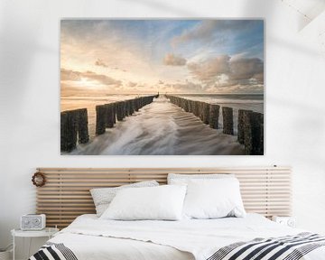 Fine Art landschap van een sfeervolle zonsondergang op het strand van Domburg van John van de Gazelle