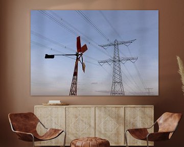 windenergie in de polder Breda Lage Vugt polder Noord-Brabant, Holland, Nederland Afbeelding molen van Ad Huijben