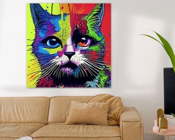 Portret van een kat II - kleurrijk popart graffiti van Lily van Riemsdijk - Art Prints with Color