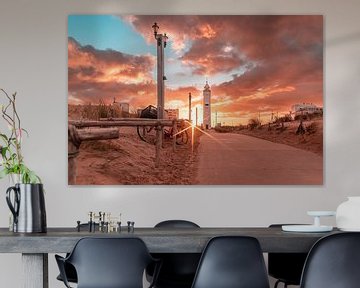 Zonsopkomst, vuurtoren van Noordwijk van Yanuschka | Fotografie Noordwijk