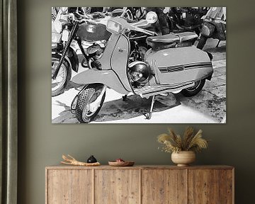 Italian Scooter Black And White by Dorothy Berry-Lound