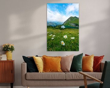 Bloemrijk uitzicht op de Seealpsee in de Allgäuer Alpen van Leo Schindzielorz