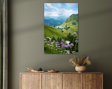 Flowery view of the Seealpsee in the Allgäu Alps by Leo Schindzielorz