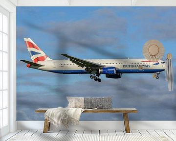 Landung der Boeing 767-300 von British Airways auf der Landebahn von Aalsmeer. von Jaap van den Berg