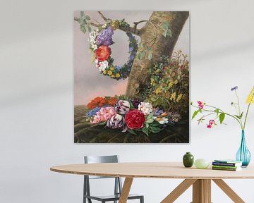 Een boeket en bloemenkrans, Christine Løvmand